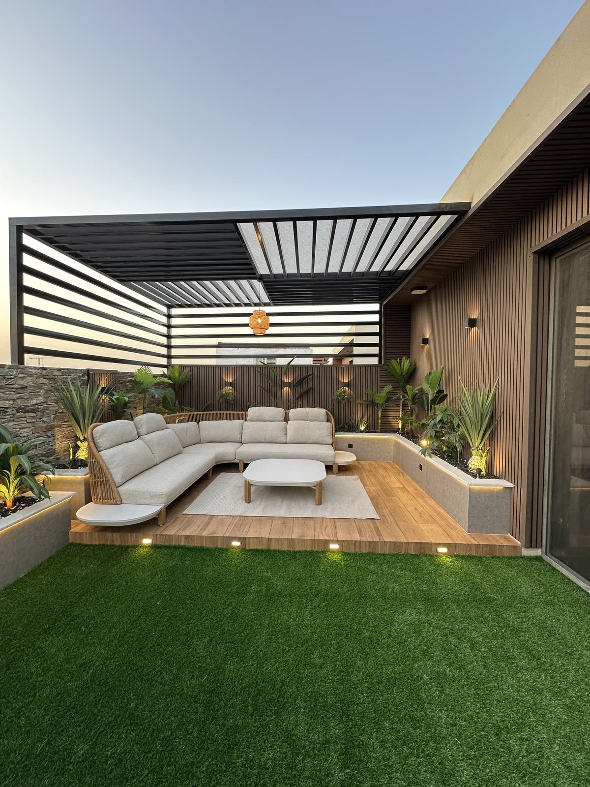 Contemporary Terrace Garden featuring WPC Outdoor Decking & Pergola #17